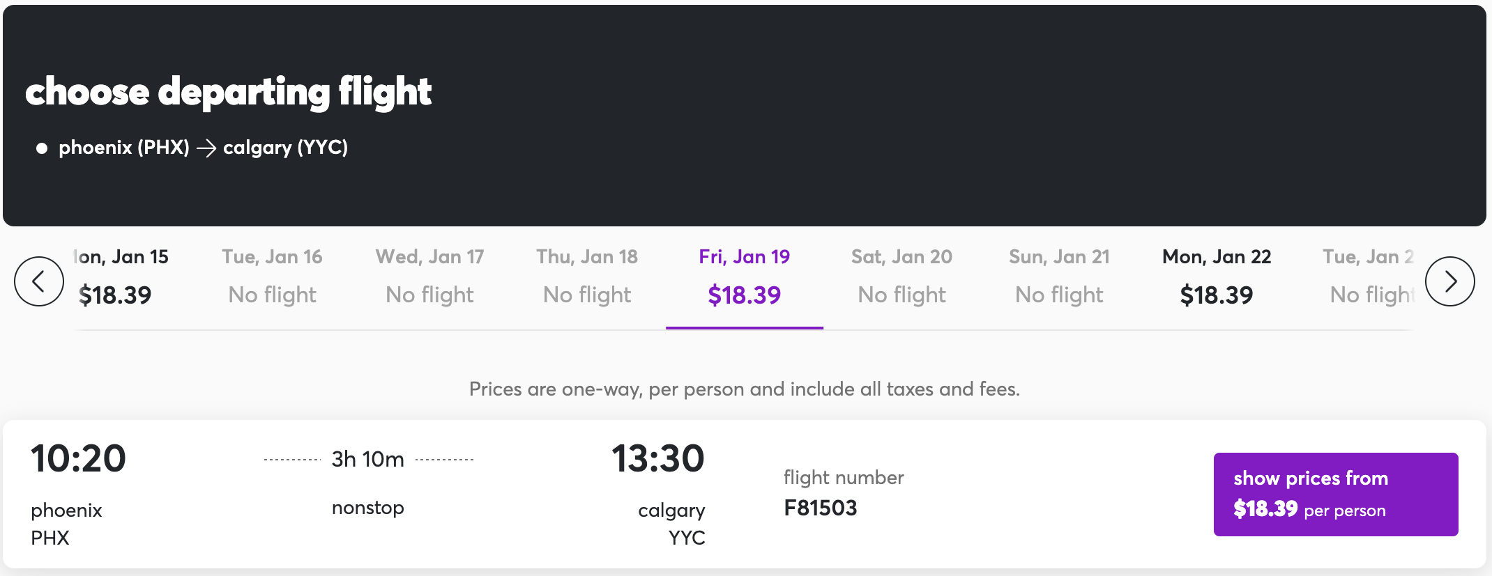 Flair is offering ultra cheap flights from Phoenix to Calgary right now